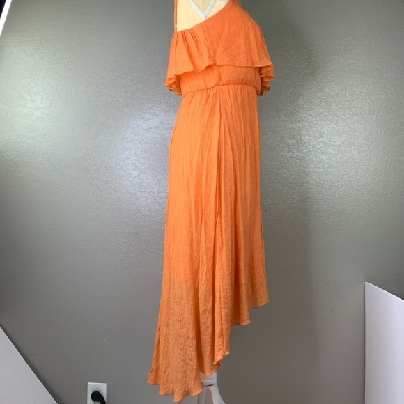 Studio Y Bright Orange High Low Handkerchief Dress Size Small New without Tag - Picture 7 of 16